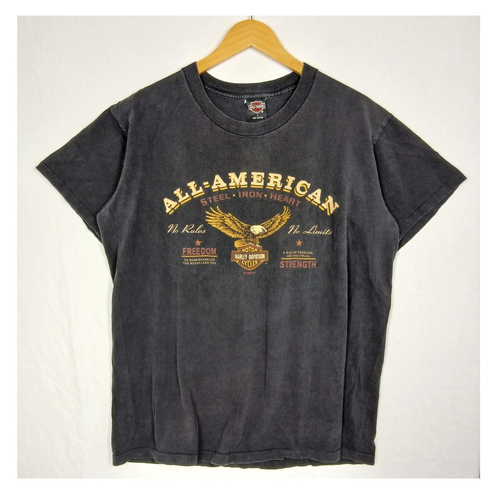 Vintage Harley Davidson All American Eagle T-Shirt Black Large Holoubek USA
